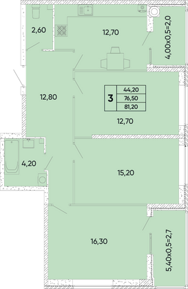 81,2 м², 3-комн. квартира, 2/18 этаж