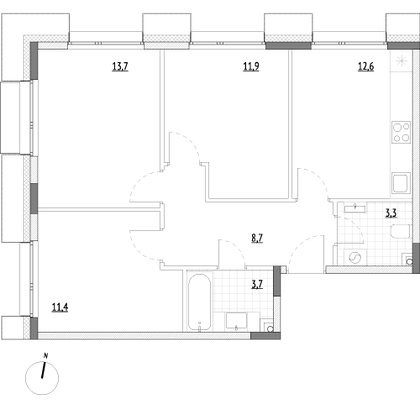 Продажа 3-комнатной квартиры 65,3 м², 2/7 этаж