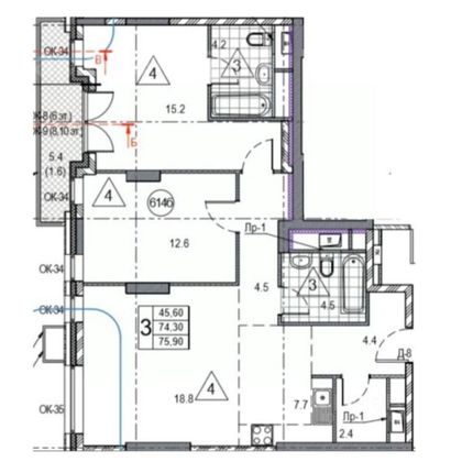 Продажа 3-комнатной квартиры 76 м², 13/22 этаж