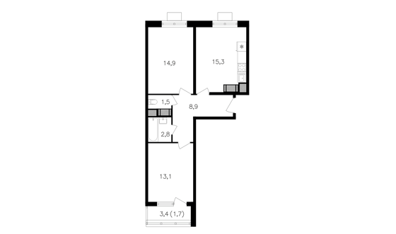 Продажа 2-комнатной квартиры 58,2 м², 11/21 этаж