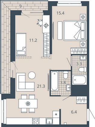 Продажа 2-комнатной квартиры 70,2 м², 19/23 этаж