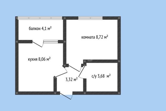 Продажа 1-комнатной квартиры 26,6 м², 3/19 этаж