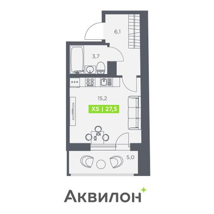 27,5 м², студия, 11/13 этаж