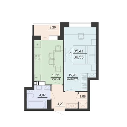 Продажа 1-комнатной квартиры 36,5 м², 9/20 этаж