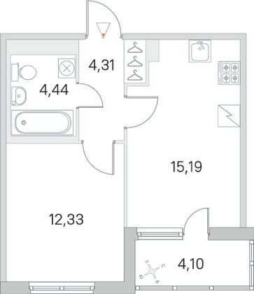 Продажа 1-комнатной квартиры 38,3 м², 2/5 этаж