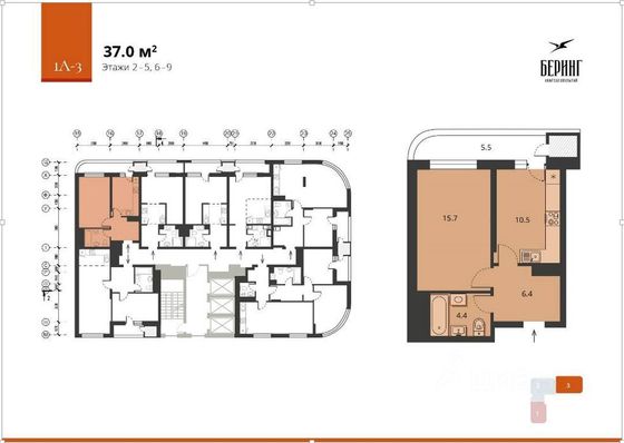 Продажа 1-комнатной квартиры 37 м², 2/18 этаж