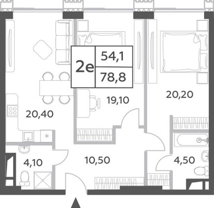 78,8 м², 3-комн. квартира, 35/52 этаж