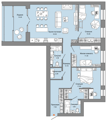 Продажа 3-комнатной квартиры 111 м², 7/7 этаж