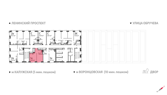 Продажа 1-комнатной квартиры 34,9 м², 44/58 этаж