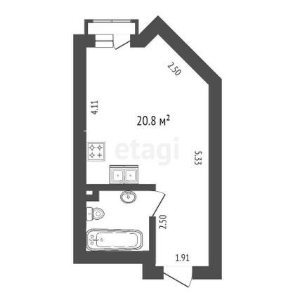 Продажа квартиры-студии 24,8 м², 4/18 этаж