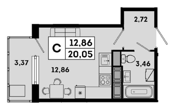 Продажа квартиры-студии 20 м², 5/7 этаж