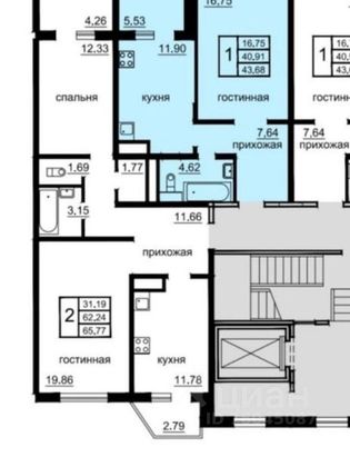 Продажа 2-комнатной квартиры 69,3 м², 4/10 этаж