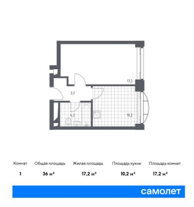 Продажа 1-комнатной квартиры 36 м², 9/24 этаж