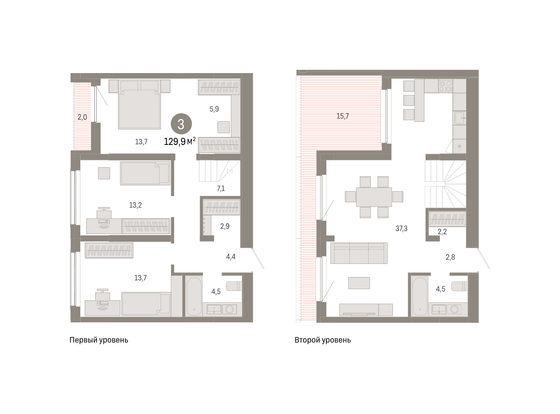 Продажа 3-комнатной квартиры 129,9 м², 6/7 этаж