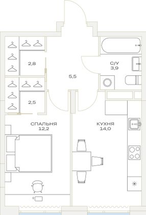 Продажа 1-комнатной квартиры 41,3 м², 16/23 этаж