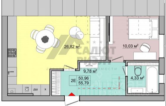 Продажа 2-комнатной квартиры 101 м², 4/5 этаж