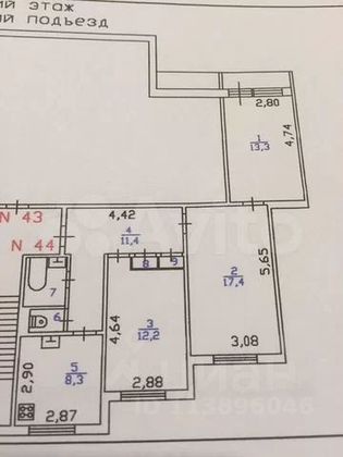 Продажа 3-комнатной квартиры 68,1 м², 3/4 этаж