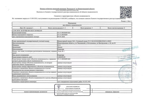 Продажа 1-комнатной квартиры 65,4 м², 1/1 этаж