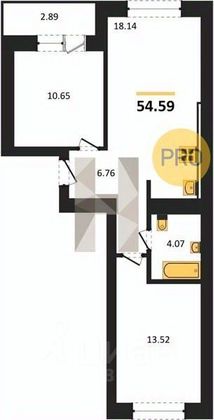 Продажа 2-комнатной квартиры 54,6 м², 4/9 этаж