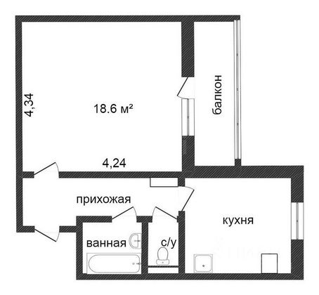 Продажа 1-комнатной квартиры 35,9 м², 1/10 этаж