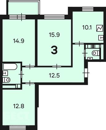 Продажа 3-комнатной квартиры 72 м², 10/14 этаж