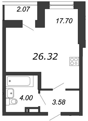 Продажа квартиры-студии 26,3 м², 16/18 этаж