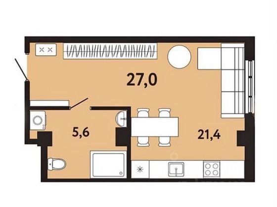 Продажа 1-комнатной квартиры 27 м², 1/8 этаж