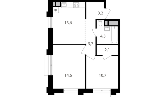 Продажа 2-комнатной квартиры 52,2 м², 6/9 этаж