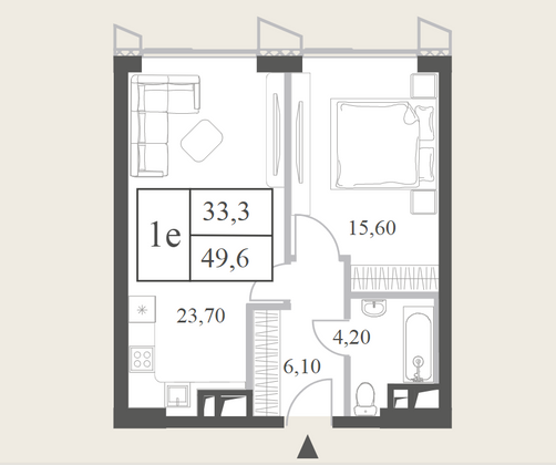 Продажа 2-комнатной квартиры 50 м², 24/52 этаж