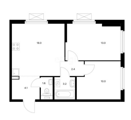 Продажа 2-комнатной квартиры 52,3 м², 7/17 этаж