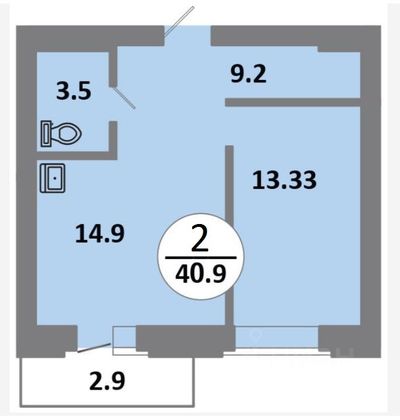 Продажа 2-комнатной квартиры 41 м², 5/14 этаж