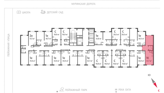 33,7 м², 1-комн. квартира, 2/22 этаж