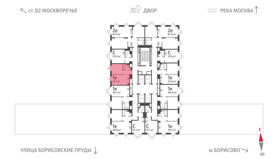 Продажа 1-комнатной квартиры 33,1 м², 25/30 этаж