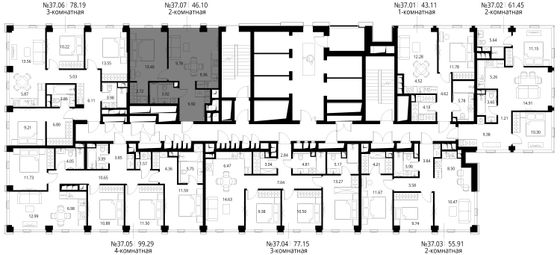 Продажа 2-комнатной квартиры 46,1 м², 37/48 этаж