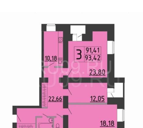 Продажа 3-комнатной квартиры 93,4 м², 2/17 этаж