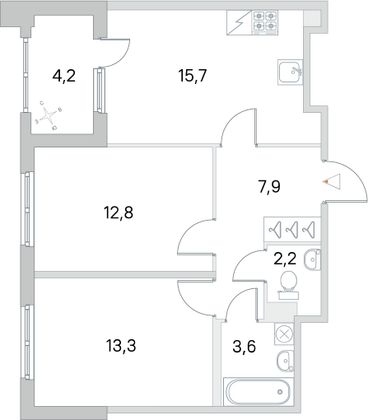 Продажа 2-комнатной квартиры 57,6 м², 1/5 этаж