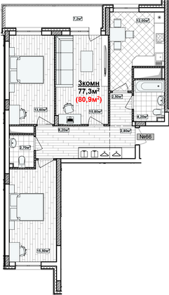 Продажа 3-комнатной квартиры 80,9 м², 14/19 этаж