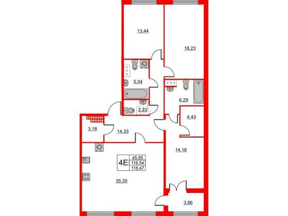 Продажа 3-комнатной квартиры 114,4 м², 3/8 этаж