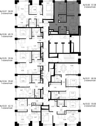 Продажа 2-комнатной квартиры 57,4 м², 10/27 этаж