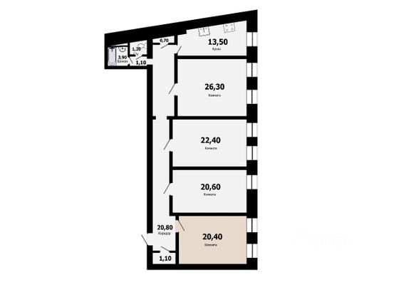Продажа 1 комнаты, 20 м², 4/4 этаж