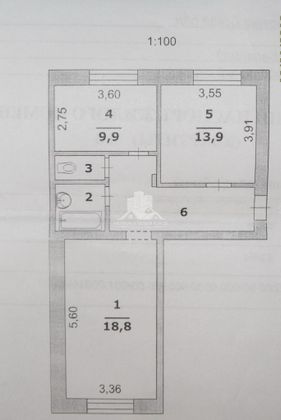 Продажа 2-комнатной квартиры 59 м², 1/2 этаж