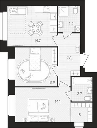 Продажа 2-комнатной квартиры 59,4 м², 4/10 этаж