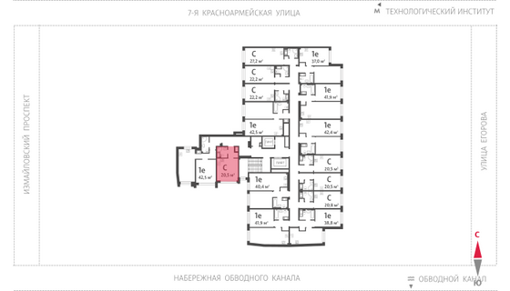 20,5 м², студия, 5/11 этаж