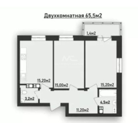 Продажа 2-комнатной квартиры 68,8 м², 7/9 этаж
