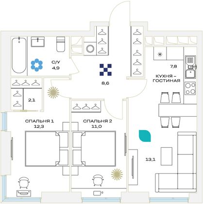 Продажа 1-комнатной квартиры 45,4 м², 14/23 этаж