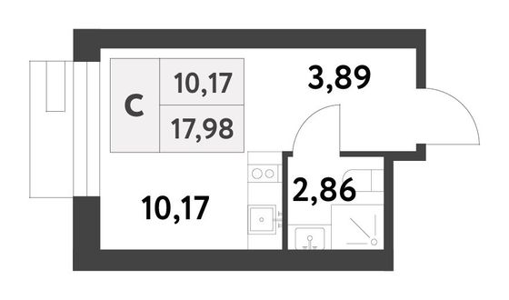 Продажа квартиры-студии 18 м², 2/16 этаж