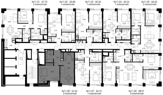 Продажа 2-комнатной квартиры 52,4 м², 11/27 этаж