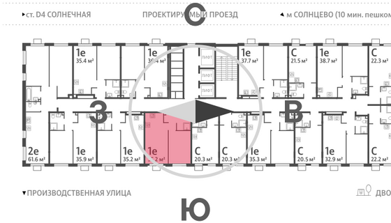 Продажа 1-комнатной квартиры 35,2 м², 19/24 этаж