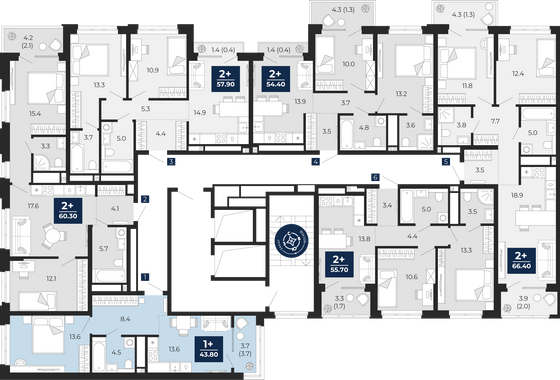 Продажа 2-комнатной квартиры 66,4 м², 15/17 этаж