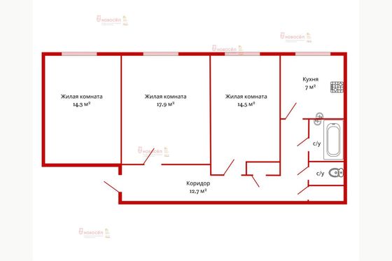 Продажа 3-комнатной квартиры 72 м², 5/5 этаж